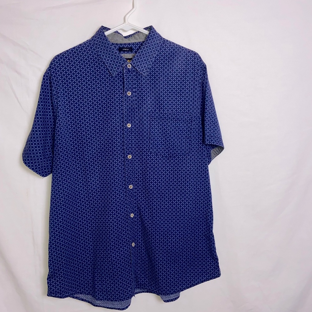 Lee Blue Checked Short Sleeve Button Down Shirt Men's Regular Size XL